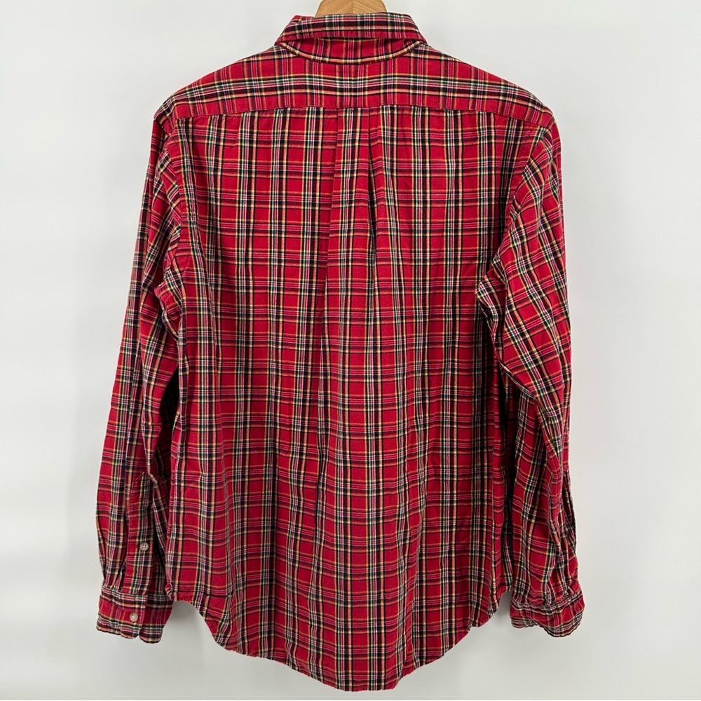 Ralph Lauren Plaid Shirt Mens Medium Red Button Down Green Pony Logo - Picture 6 of 10